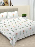 Block printed 100% cotton king size double bedsheet with 2 pillow covers