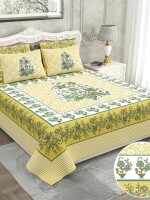 Floral printed 100% cotton double bedsheet with 2 pillow cover