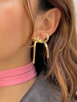 Stainless steel 18k gold plated bow snake earrings