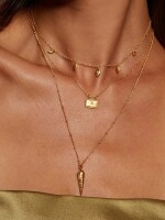 Humin gold stainless steel & 18k gold plated waterproof necklace