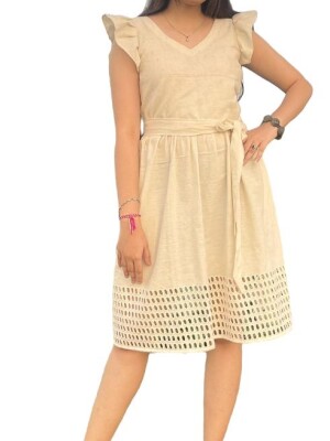 A-line hakoba cotton dress for women