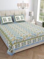 100% cotton double king size bedsheet with matching pillow covers