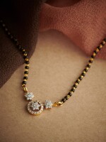 Unique silver plated mangalsutra with black beads