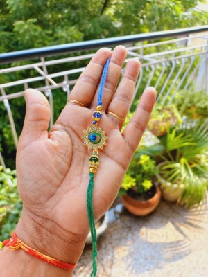 Peacock feather rakhi bracelet for bhaiya on rakshabandhan