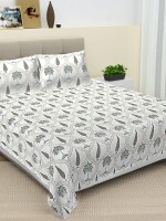 King size cotton print double bedsheet with 2 pillow covers