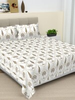 King size cotton print double bedsheet with 2 pillow covers