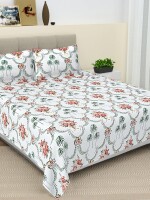 Beautiful printed king size pure cotton double bedsheet with pillow covers