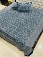 Blue king size pure cotton double bedsheet