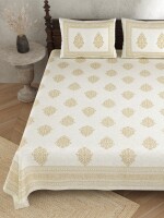 White shimmer king size cotton bedsheet with matching pillow covers