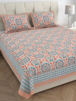 Cozy cotton double bedsheet with two matching pillow covers