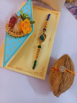 Stunning peacock motif rakhi for brother