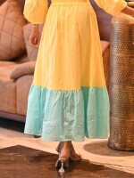 A charming knot yellow maxi tier skirt